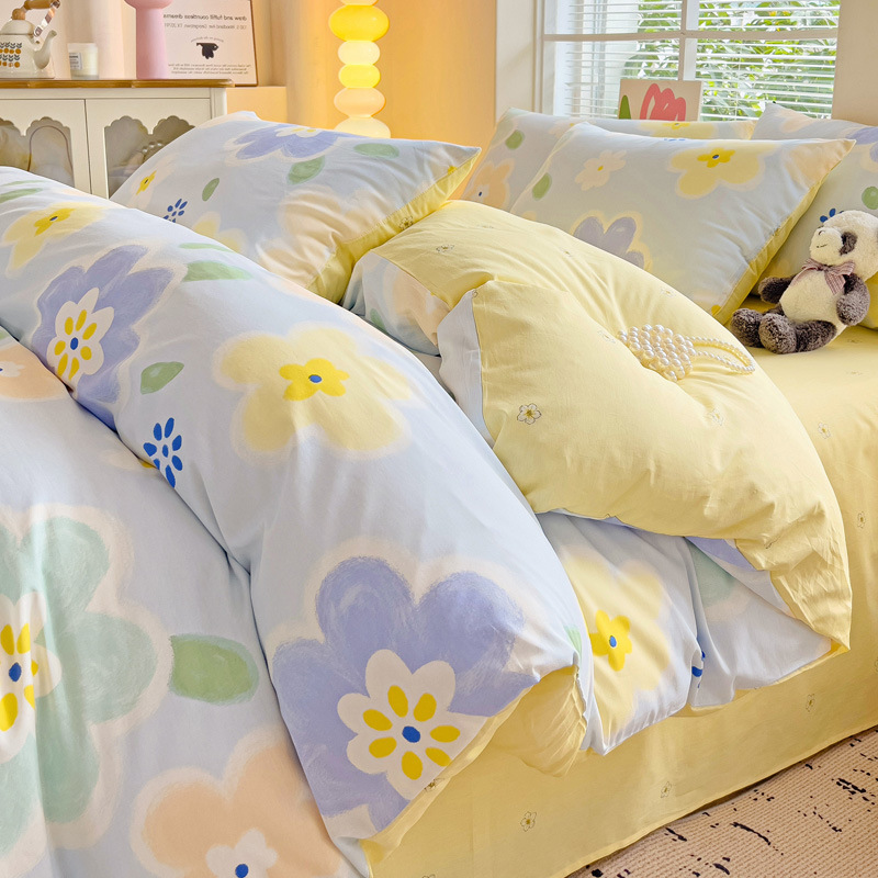 100 algodón cuatro piezas cubierta de cama 2025 nuevo dormitorio de estudiantes sábanas de tres piezas cubierta de cama