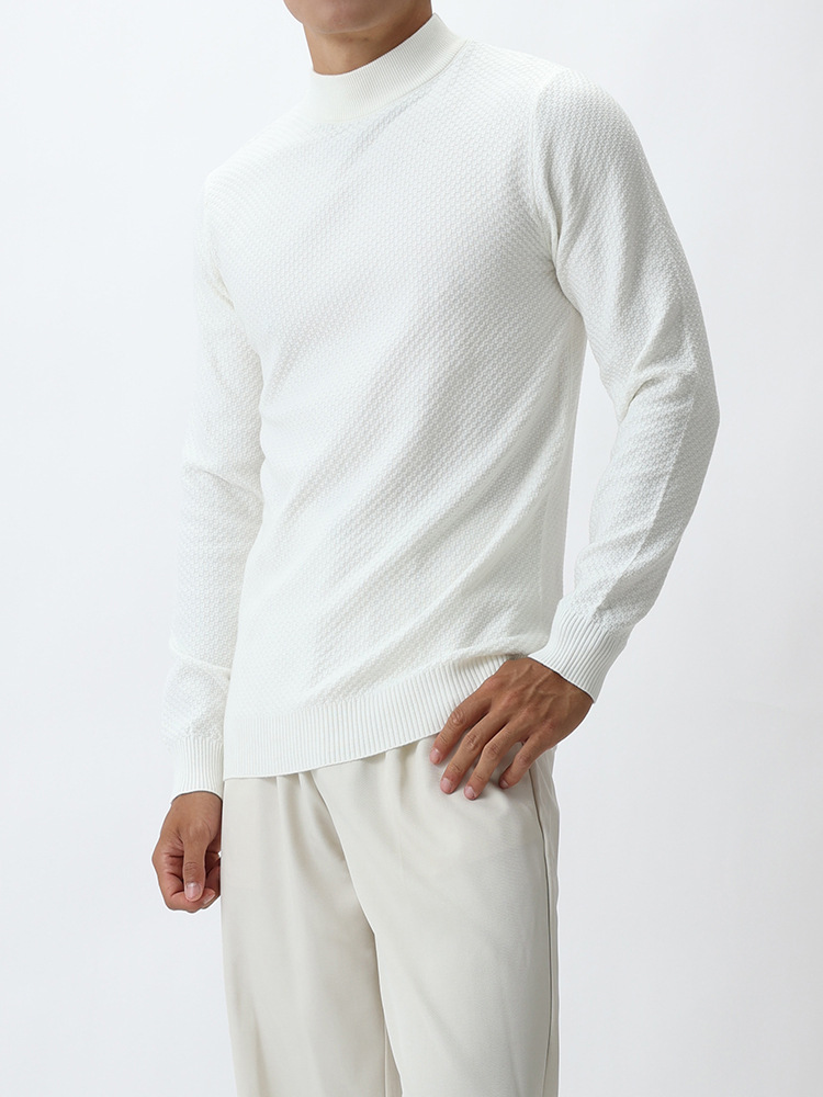 Hombre otoño y invierno hombre medio cuello alto piña camiseta de base hombre jersey de punto hombre caliente camiseta de base delgada