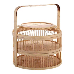 Double-layer hand-woven bamboo basket for peach high-grade fruit string silk bamboo packaging