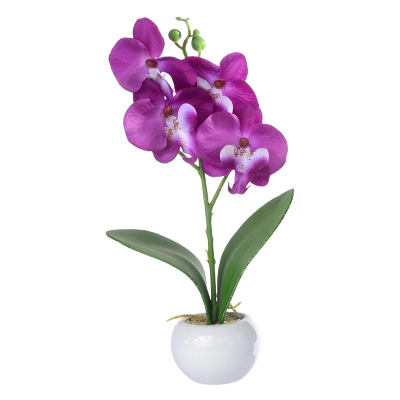 Flor artificial popular de cuatro cabezas Phalaenopsis mini bonsai artificial planta verde decoración creativa flor artificial Yiwu olla artificial