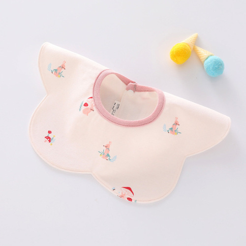 Baby double-layer combed cotton bib saliva towel waterproof spit-up bib newborn baby bib 360 rotating eating pocket