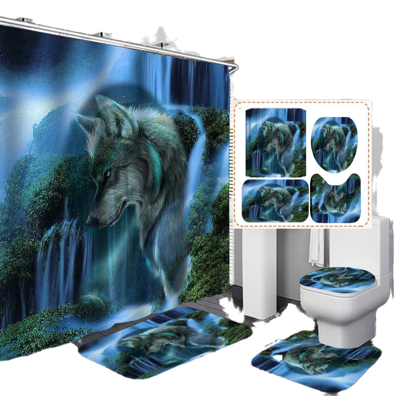 E-commerce Amazon nuevo HD poliéster impermeable Hotel baño partición animal ducha cortina soporte una pieza al por mayor