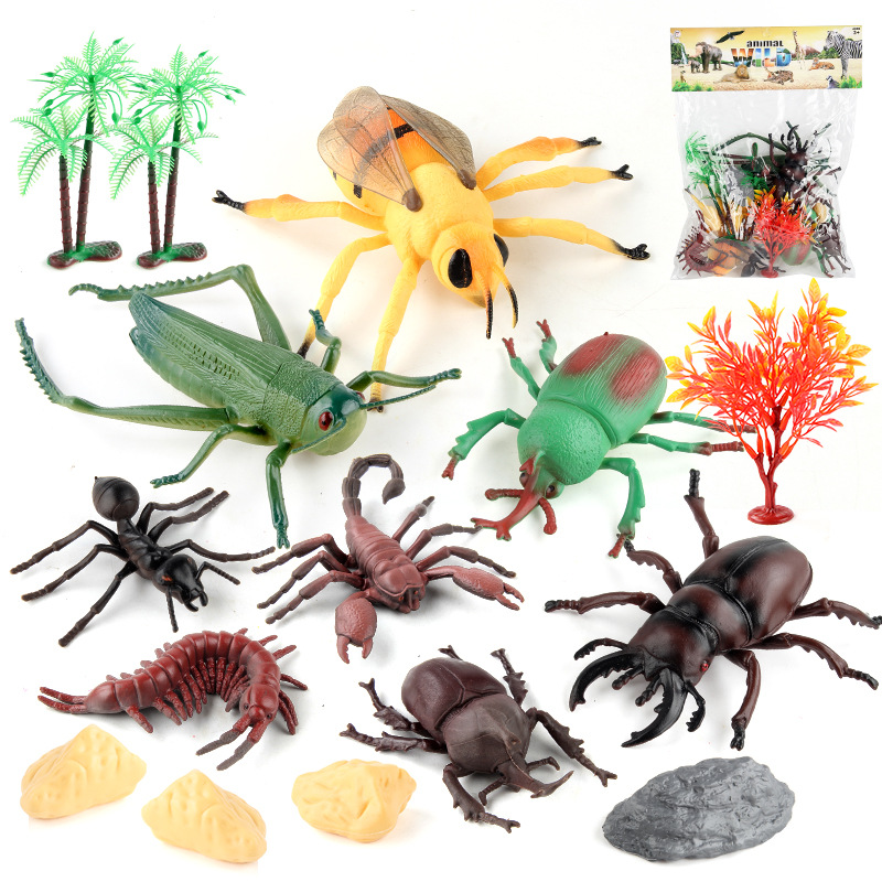 Transfronteriza simulación mini insecto biológico modelo saltamontes araña escarabajo hormiga rana estática decoración traje de juguete