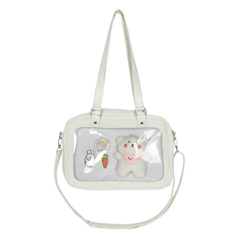 Japonés JK uniforme bolsa lindo todo-fósforo transparente suave chica estudiante hombro dolor bolsa de bebé bolsa de mensajero portátil