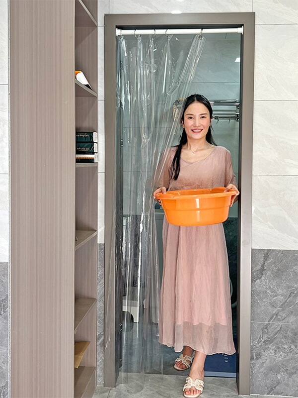 Staircase Air Conditioning Door Curtain Windproof Partition Curtain for Living Room, No-Drill Cold Air Barrier, Telescopic Rod, Transparent Folding Door Staircase Air Conditioning Door Curtain Windproof Partition Curtain for Living Room, No-Drill Cold Air Barrier, Telescopic Rod, Transparent Folding Door