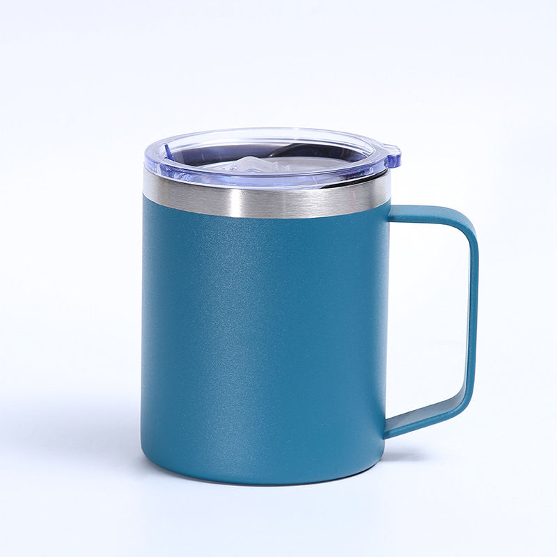 Nueva taza creativa de acero inoxidable de 12oz taza de café de doble capa con mango de oficina de negocios del hogar taza de vacío