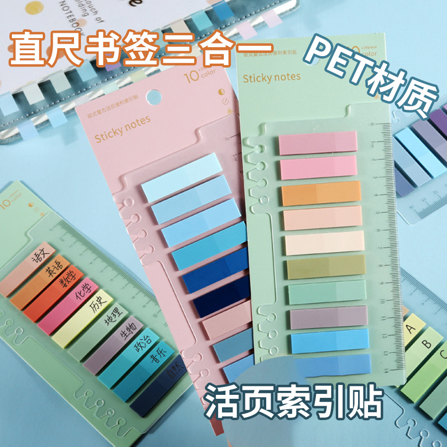 Pegatinas de índice de hojas sueltas de PET de venta caliente Pegatinas de notas adhesivas de color de color de color ins