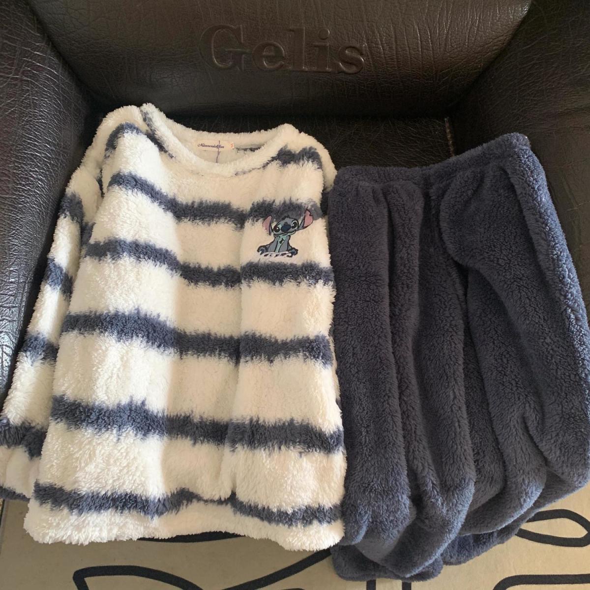 Hombres otoño invierno coral veludo pijama juvenil cuello redondo dibujos animados ocio deporte grueso abrigo conjunto de ropa para el hogar