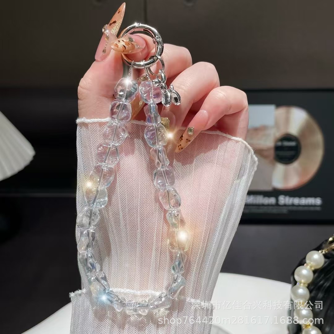 Nuevo estilo ins viento de lujo ligero checo cristal piedra teléfono móvil colgante cadena colgante todo fósforo nicho especial pulsera con cuentas cordón