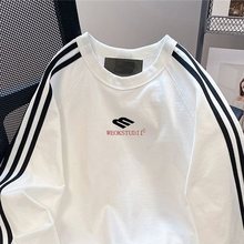 450G重磅银狐绒三条杠圆领卫衣春夏宽松加绒上衣