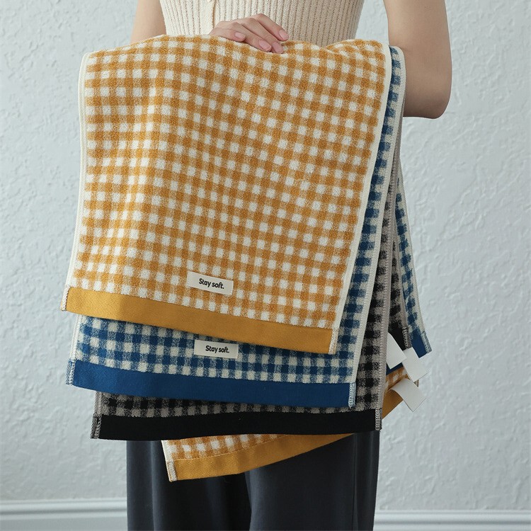 Japanese-Style Plaid A-Grade Combed Cotton Towel Bath Towel, All-Cotton Yarn-Dyed Soft and Fluffy Small Checkered Face Towel Bath Towel Japanese-Style Plaid A-Grade Combed Cotton Towel Bath Towel, All-Cotton Yarn-Dyed Soft and Fluffy Small Checkered Face Towel Bath Towel
