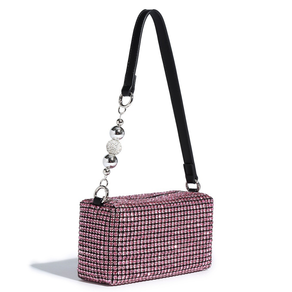 핑크 실버 비즈 + 뱀뼈 체인 + 예비 다이아몬드