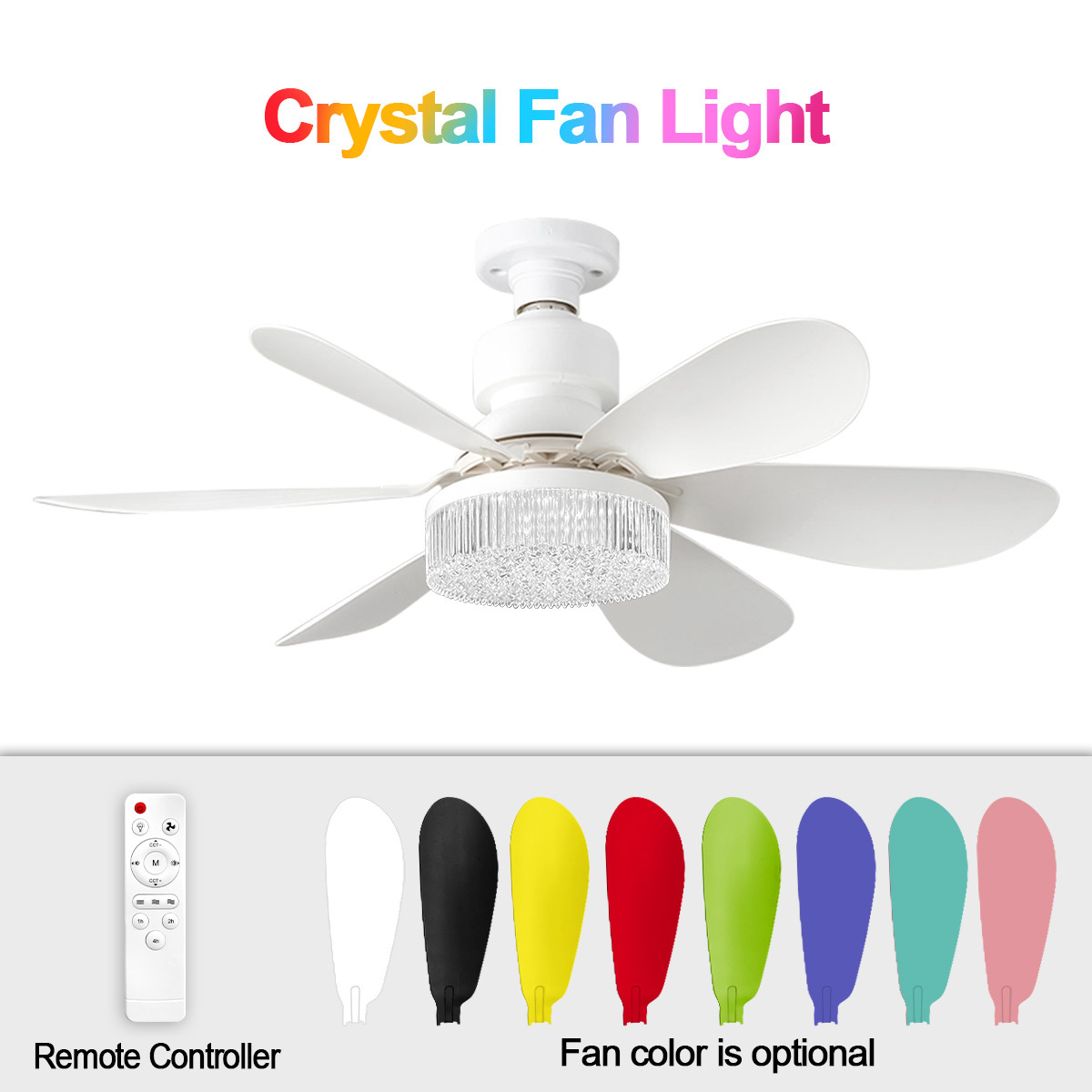 Ventilador de Techo con Luz E27 de ABS Silencioso para Comedor y Dormitorio