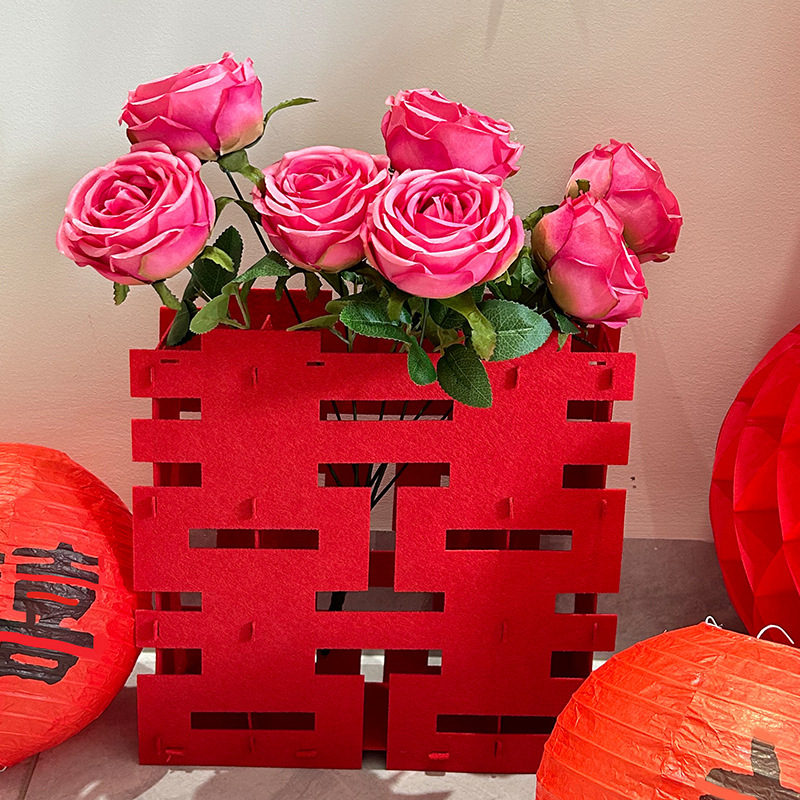 30cm 조립 하이 + 장미 7송이 (로즈 레드)