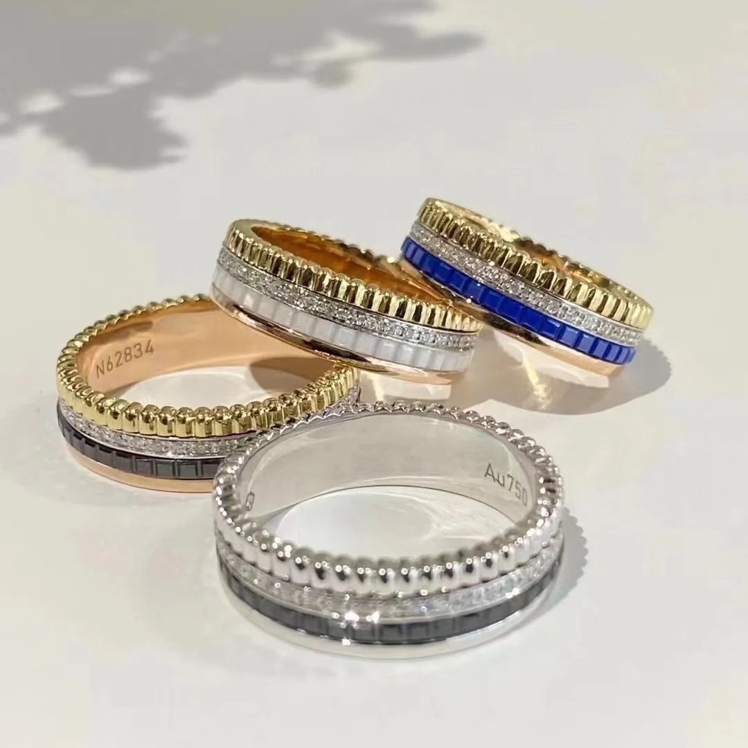 s925高版宝家诗龙时来运转情侣对戒陶瓷齿轮戒指男女同款戒指指环