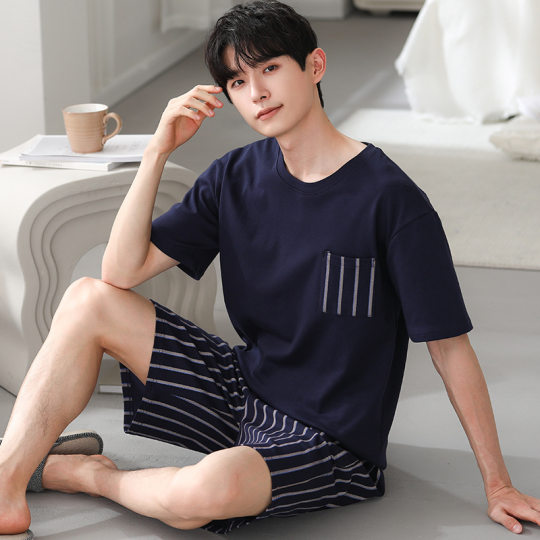 Modal Pajamas Men's Summer Ice Silk Short-sleeved Shorts High-end Casual Outwear plus size Cool-feeling Home Clothes