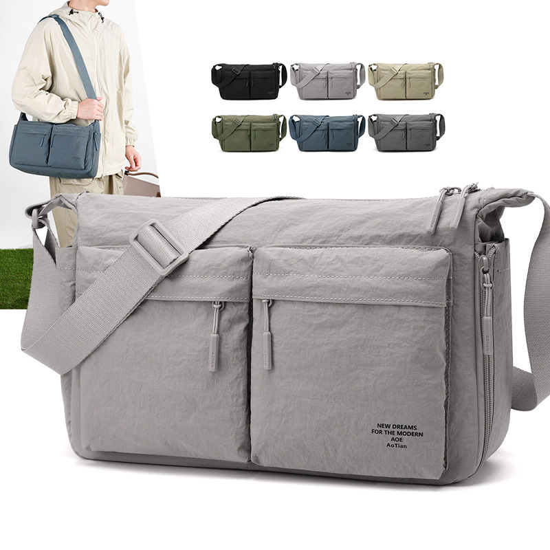 New men's crossbody bag, single shoulder bag, Japanese style casual lightweight outdoor commuter large-capacity messenger bag for women 2290 #