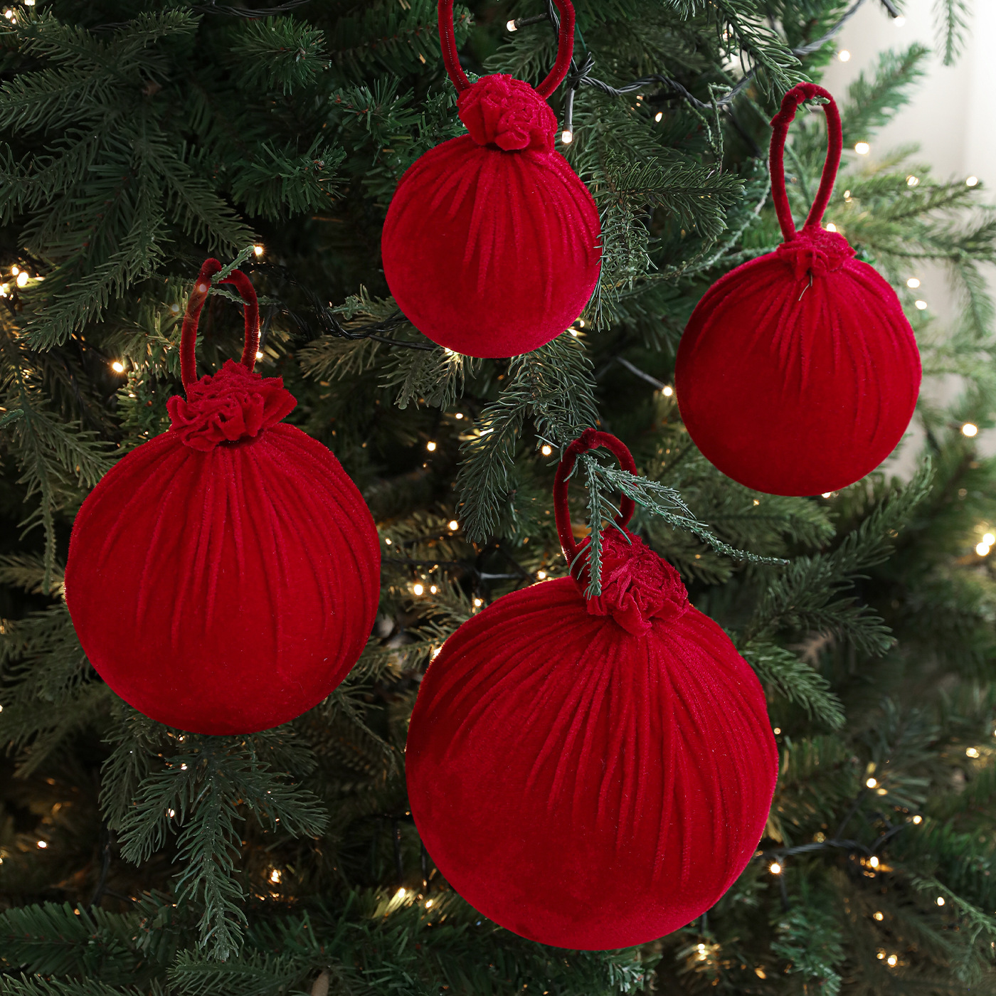 Nuevo vino rojo tela de flocado bola de Navidad árbol de Navidad decoración colgante bola colgante diseño de decoración image 3