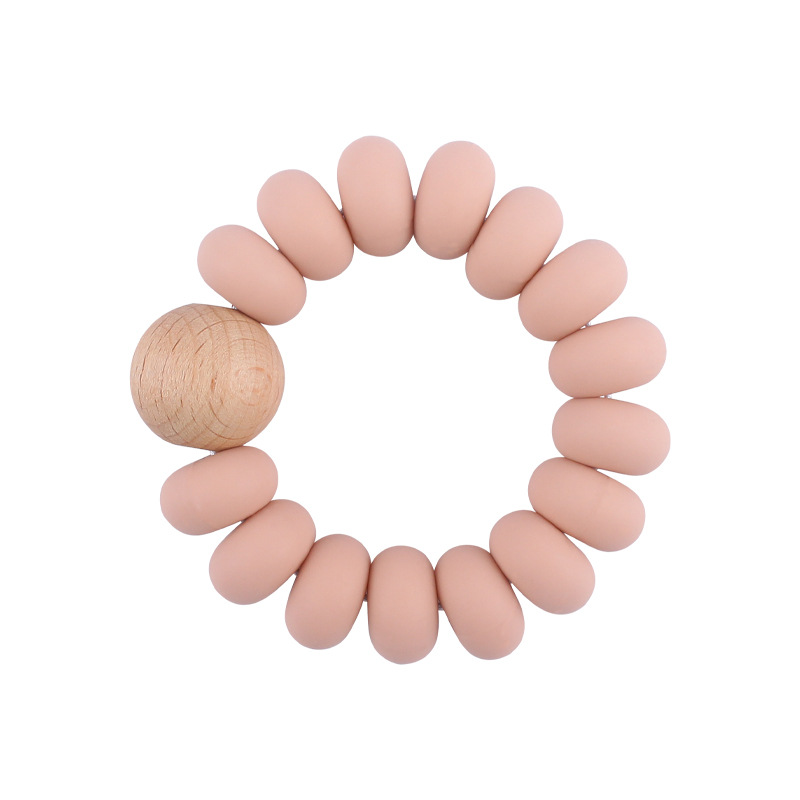 Nuevo bebé suministros granos planos espaciador creativo bebé silicona mordedura haya molar pulsera mordedor juguete
