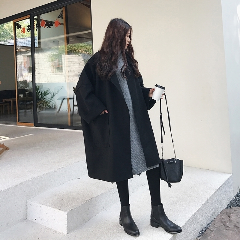 Oversized uldfrakke til kvinder - lang ternet trenchcoat vinter_voghion.com