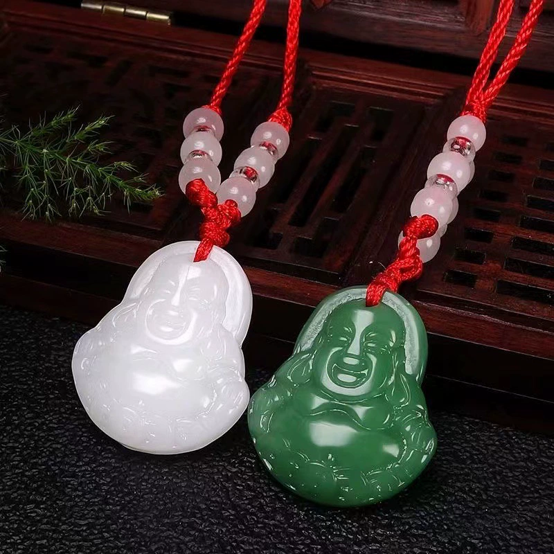 Имитация нефрита кулон Guanyin красная веревка кулон ожерелье стекло Будда мужчины и женщины пара стиль ожерелье оптовая подарок Live
