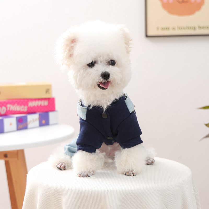 宠物衣服秋冬新款小型犬幼犬快乐狗猫保暖舒适刺绣纽约背带裤|undefined