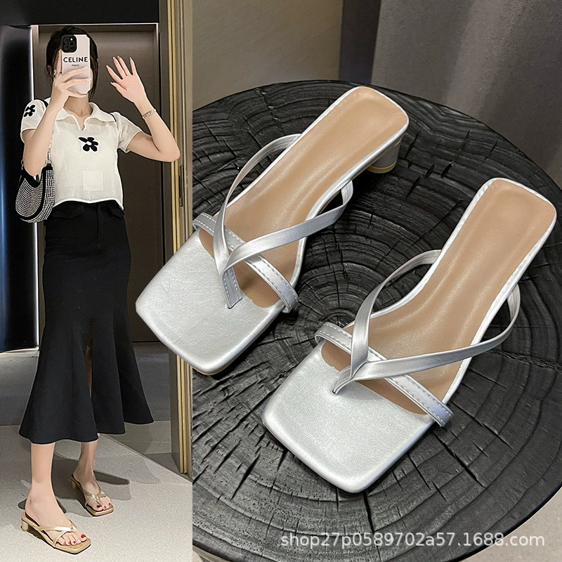 Summer flip flops, slippers, sandals, thin strap, french style