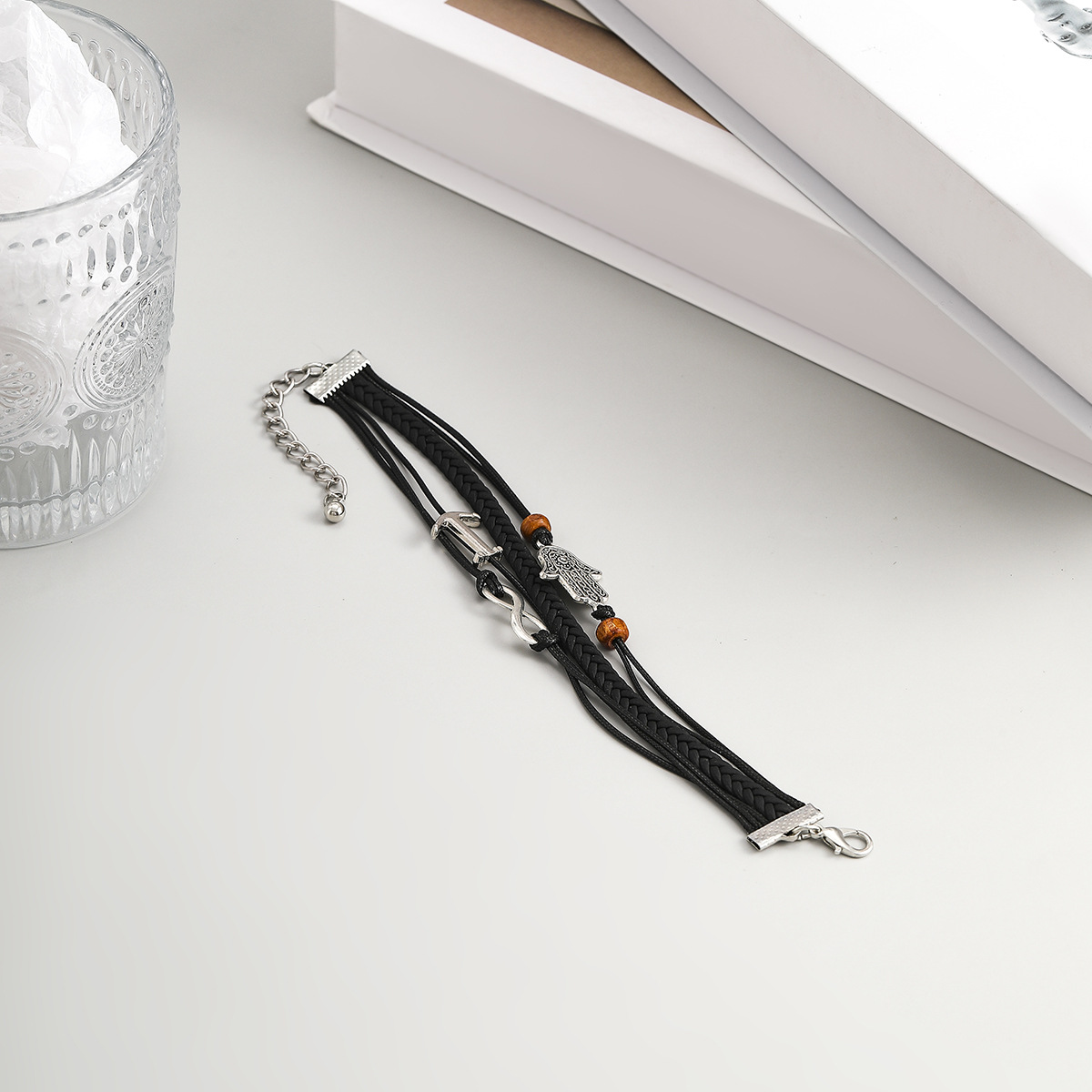 1 Piece Fashion Letter Palm Anchor Pu Leather Alloy Braid Menu0027S Bracelets