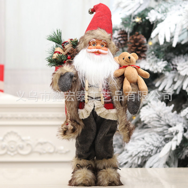新しいクリエイティブサンタクロース人形クマクリスマス装飾ヨーロッパスタイルスタンディングサンタクロース人形装飾品|undefined