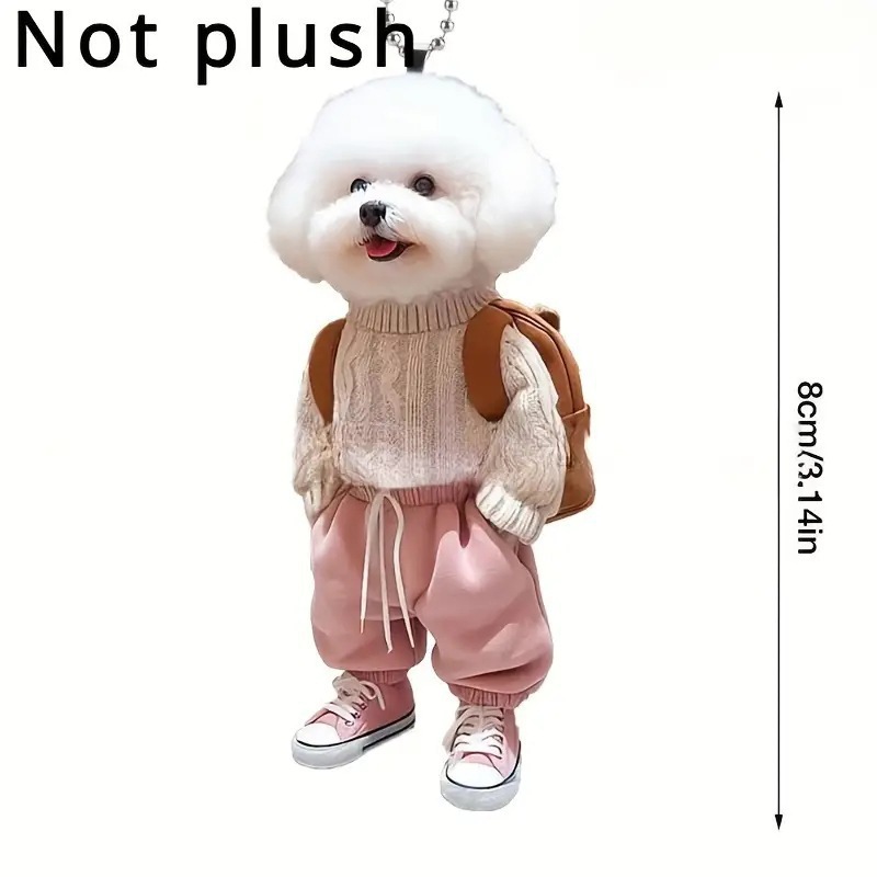 Cross-border nuevo creativo 2D lindos perros de peluche cachorro hombre mochila colgante acrílico colgante de automóvil