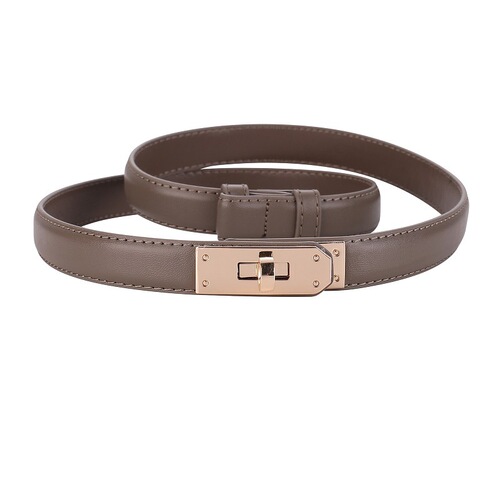 H-brand genuine leather slim waist belt for women with locking buckle, pull-type small belt for women, matching dresses, decorative cowhide belt, wholesale
