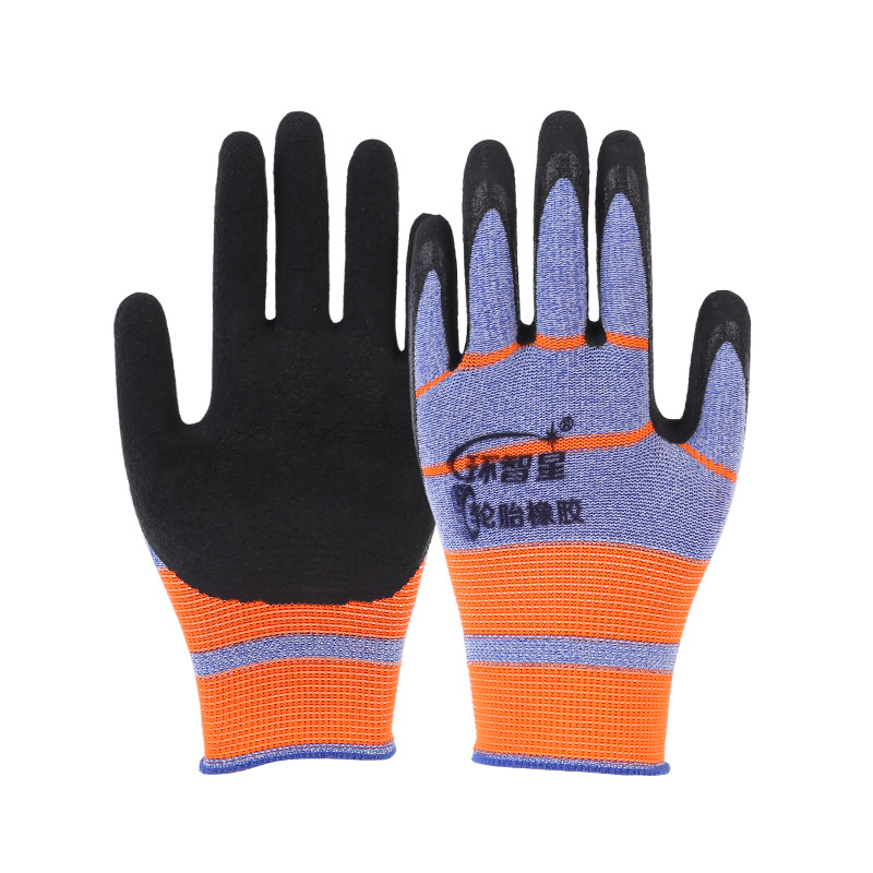 Fabricante al por mayor guantes de látex antideslizante alta elástica permeable a la ventilación durable protección laboral sitio de construcción guantes de espuma de impregnación