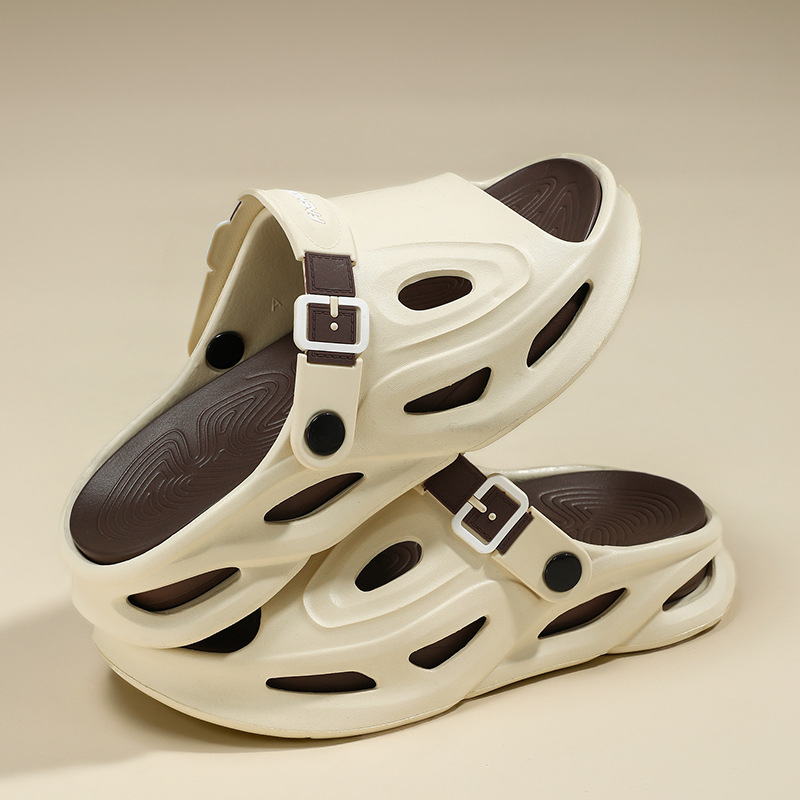 Nuevo estilo de los hombres, ligero, cómodo, tendencia, moda, ocio diario, punta redonda, color a juego, transpirable, zapatos con agujeros para hombres Baotou