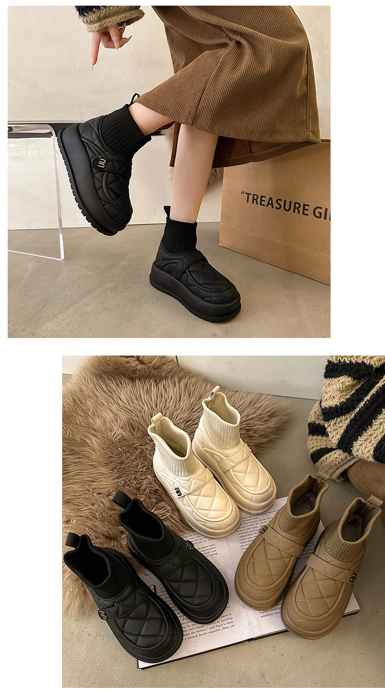 Warm Women's Velvet Ankle Boots With Thick Sole And Slip-on Style_voghion.com
