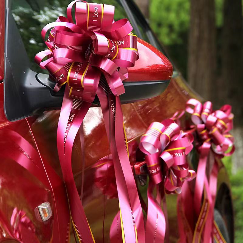Marriage decoration ribbon streamers, silk ribbons, wedding car hand flowers, bowknots, opening door handle decoration spherical flowers