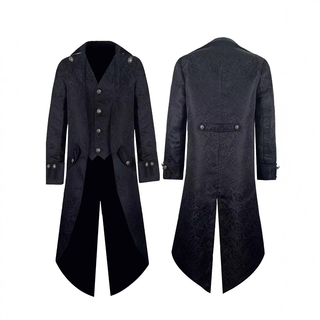 European and American medieval jacquard tailcoat men's coat carnival performance costume