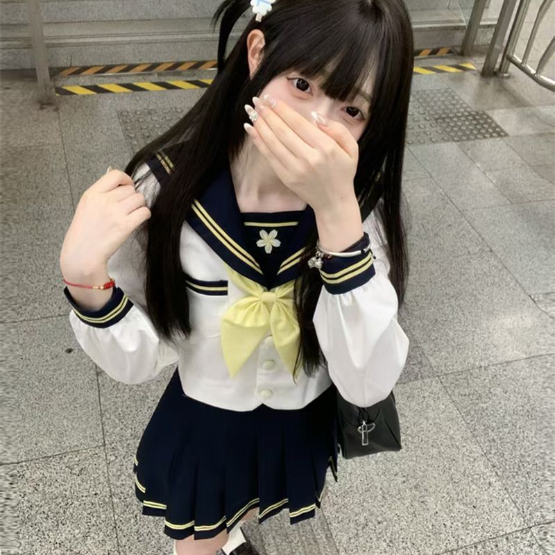 Original Jk Uniform Sailor Suit Authentic Japanese College Style Summer and Autumn Basic Middle Set Japanese and Korean Casual Clothing