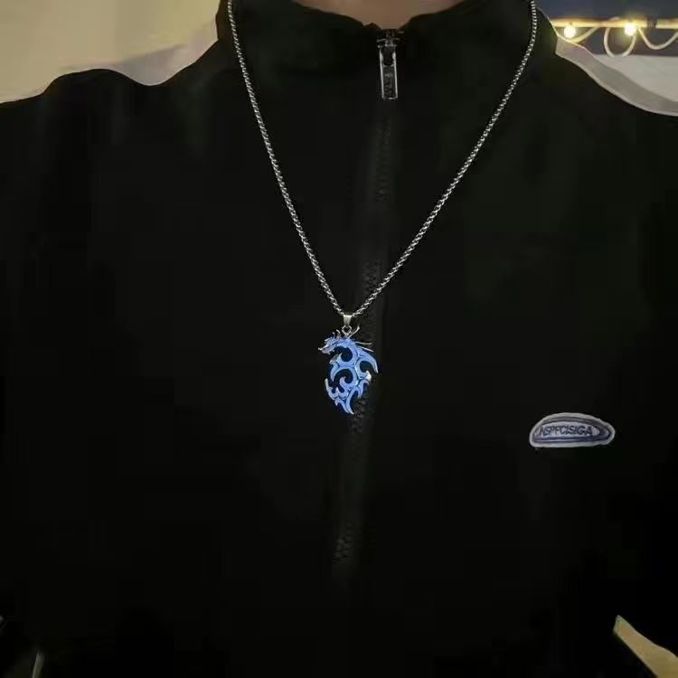 Men'S Gender Ethnic Style Dragon Alloy Rope Luminous Plating Men's Pendant Necklace