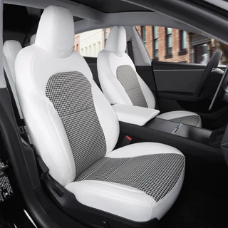 特斯拉model3焕新版坐垫全包千鸟格modelY座套专用四季通用座椅套
