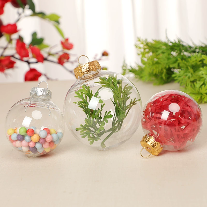 Прозрачный пластиковый шар Christmas bauble, полый refill-орнамент, 6–10 см, серебро/золото/цветные варианты