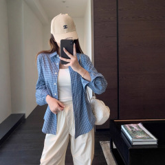 慵懒范 单穿叠穿时髦经典格纹衬衫宽松显瘦上衣女25早秋新G082307