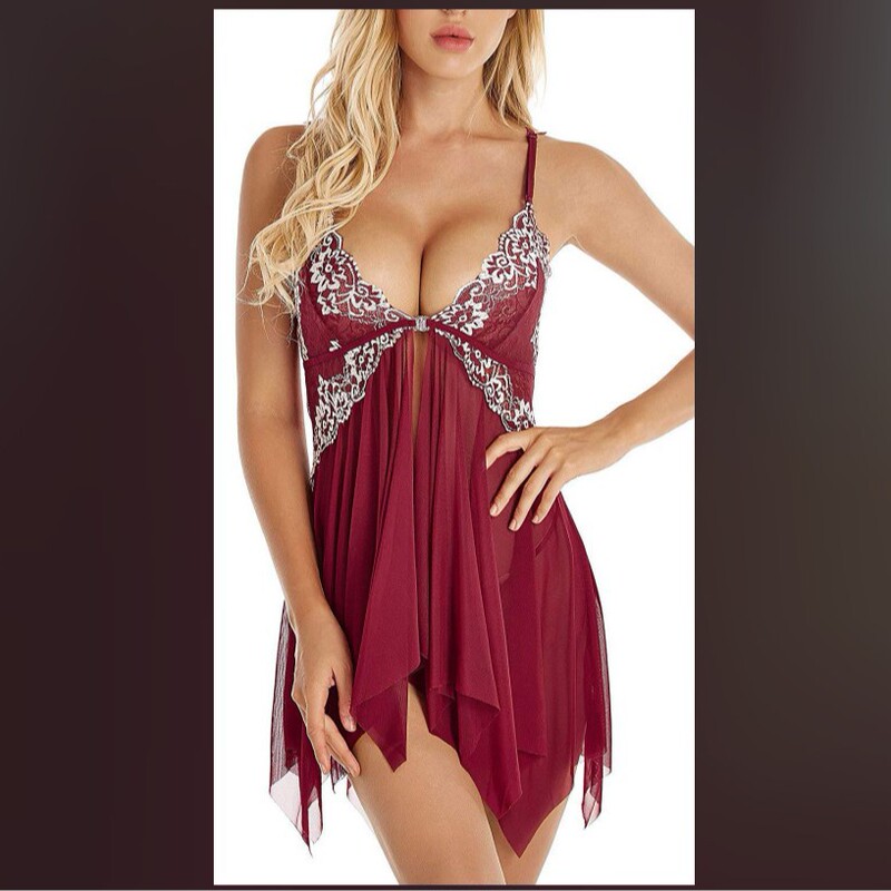 Midnight Charm Lingerie Sexy Slip Skirt Embroidered Backless Irregular Nightdress Foreign Trade Large Size Pajamas