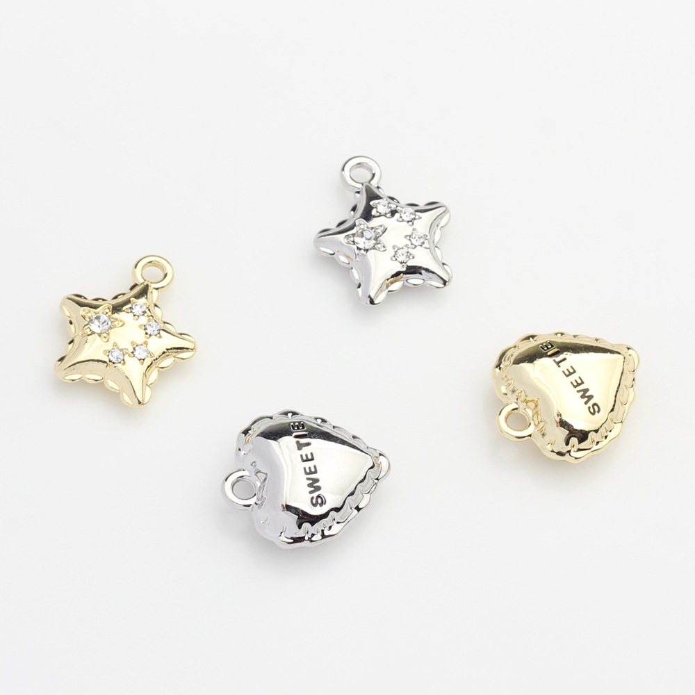 50g Weight Pendant Jewelry Making Type Rhinestones Inlay Material DIY Jewelry Accessories Classification 10 PCS/Package Quantity Alloy Material Star, Heart Shape Pattern Plating, Inlay Design Simple Style Style 10 PCS/Package Alloy Rhinestones Star Heart Shape Pendant 1