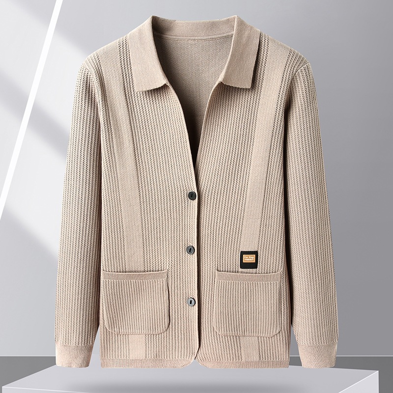 Knitted cardigan, men's sweater, spring/autumn new style, trendy men's casual wear, solid color, simple top, available for drop shipping