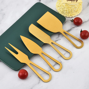 Source Factory Spot Stainless Steel Integrated Cheese Knife 4-Piece Cheese Knife Set Butter Knife Cheese Cake