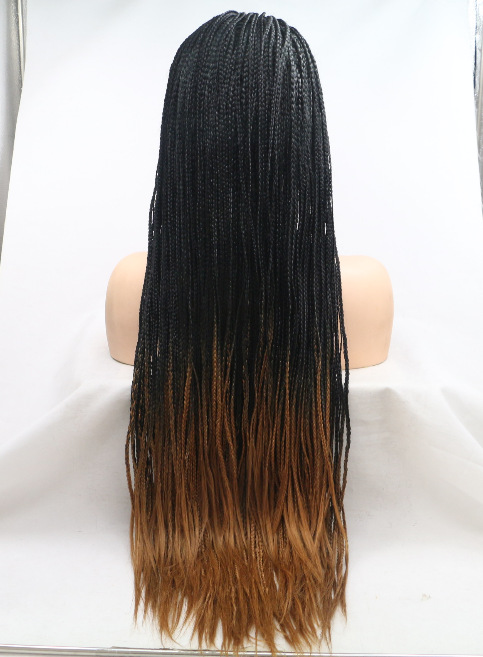 Negro y marrón de dos colores Amazon trenza sucia de tres hebras peluca europea y americana encaje delantero de mujer trenza de fibra química LW0255