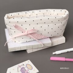 新しいインスタイルガーリーハートピンクかわいいリボン水玉鉛筆バッグ学生大容量文具箱収納袋