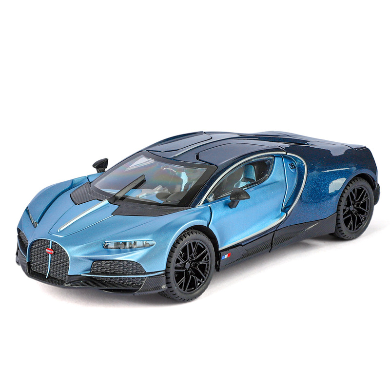 1:24 Bugatti Tourbillon Alloy Sports Car Model Pull Back Sound and Light Supercar Fan Collection Window Display