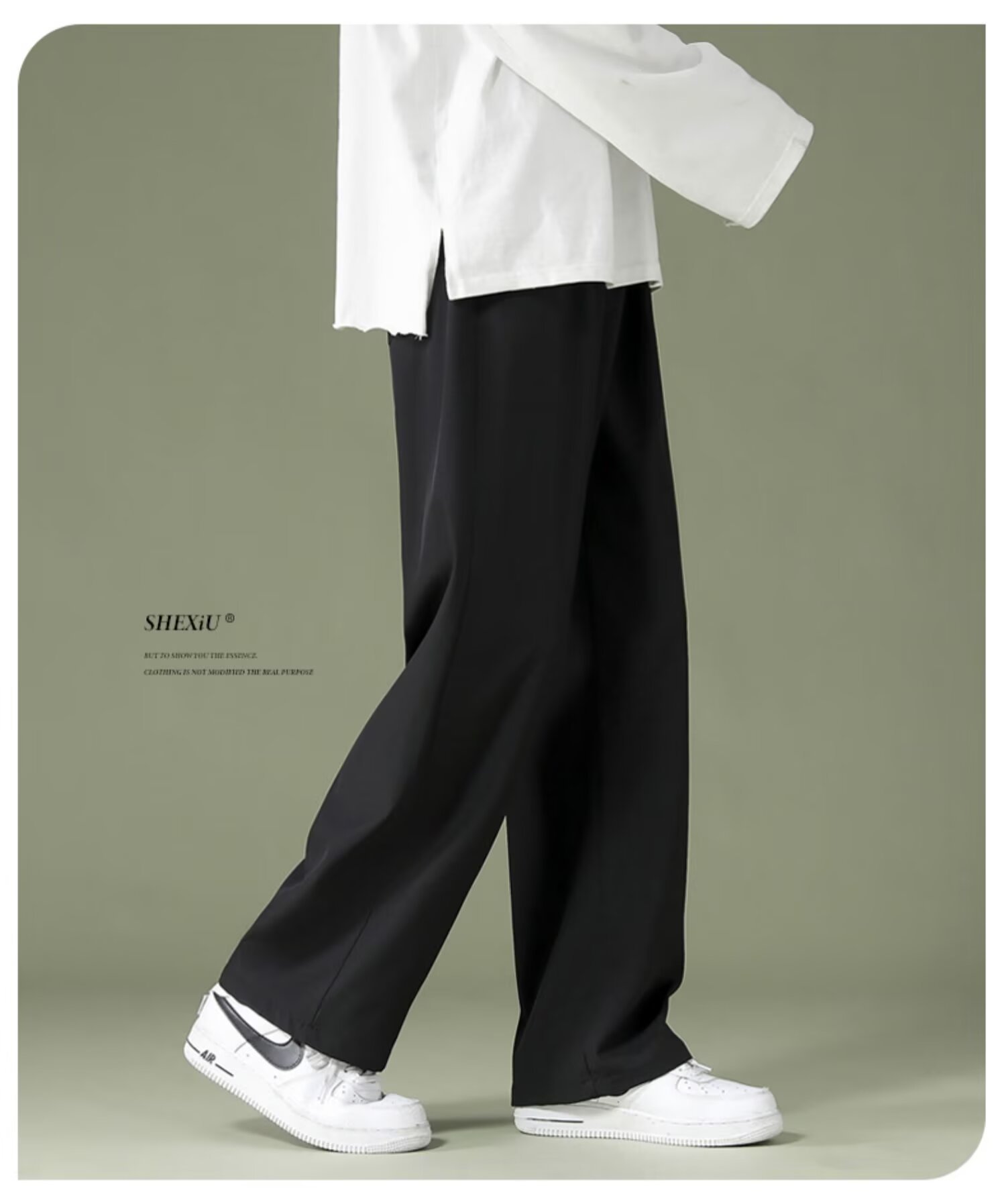 Ice Silk Pants Men's Spring and Summer Thin Wide-Leg Casual Sports Pants Quick-Drying Drape Straight Trousers Black Trousers