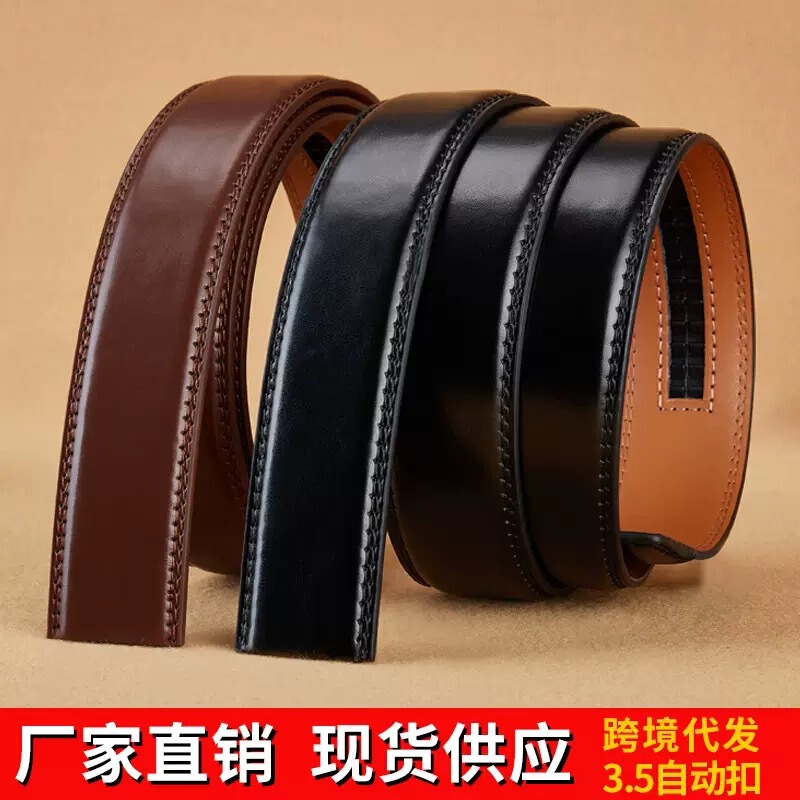 Headless 3.0 Wide Men's Genuine Leather Belt with Automatic Buckle, Pure Cowhide Waist Belt, Trendy Buckleless Y2K Headless 3.0 Wide Men's Genuine Leather Belt with Automatic Buckle, Pure Cowhide Waist Belt, Trendy Buckleless Y2K
